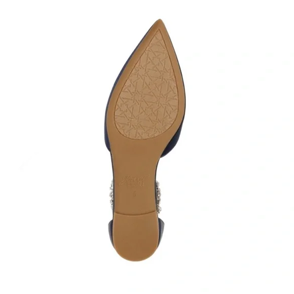 Badgley Mischa Navy Satin Flat Pointed Shoe Size 10 - Picture 8 of 15